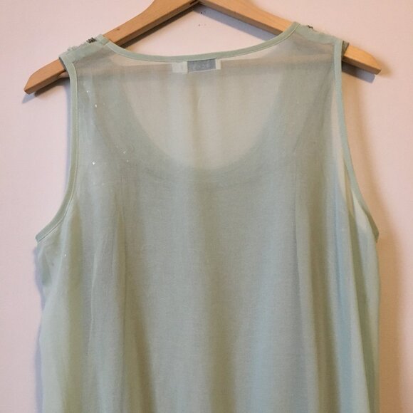 Seafoam Green Sheer Sequin and Bead Mermaidcore Tank Top - Picture 7 of 13